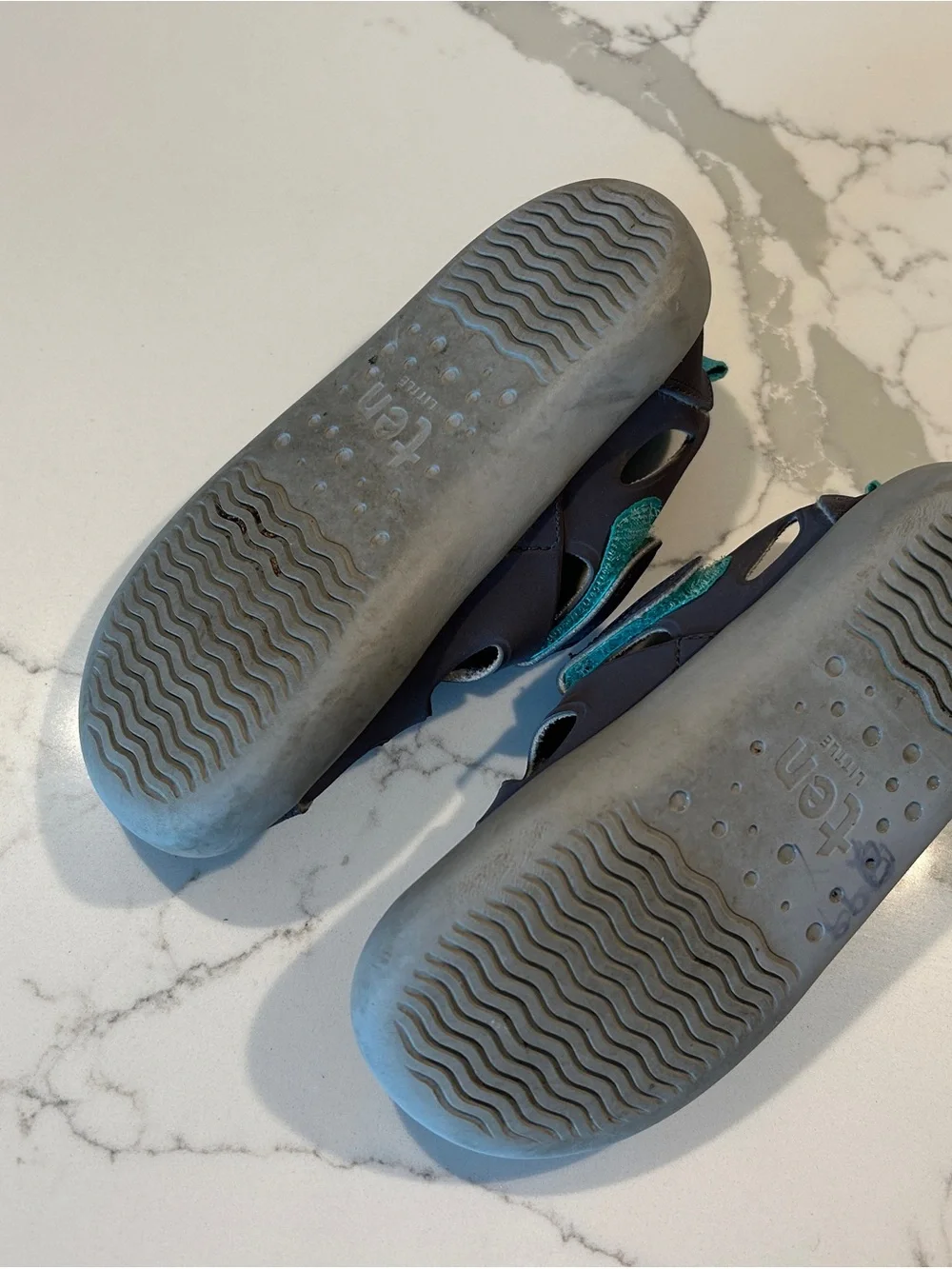 Kids Closed-Toe Navy Blue Sandals with Teal Accents